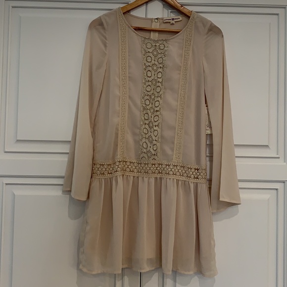 🌟HP🌟 Altar’d State Crochet Detail Drop Waist Dress in Cream - Picture 3 of 17